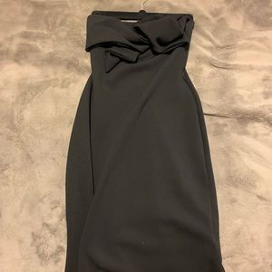 Topshop Black Bow Midi Bodycon Dress